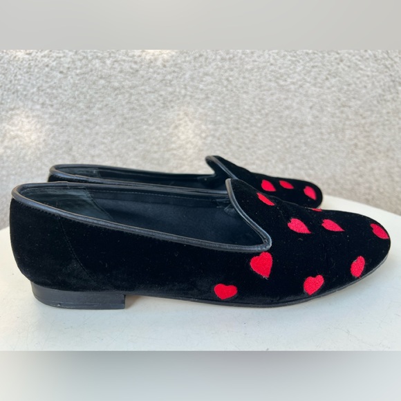 Zalo Shoes Vintage Kitsch Slip On Flats Loafer Black Velveteen Red